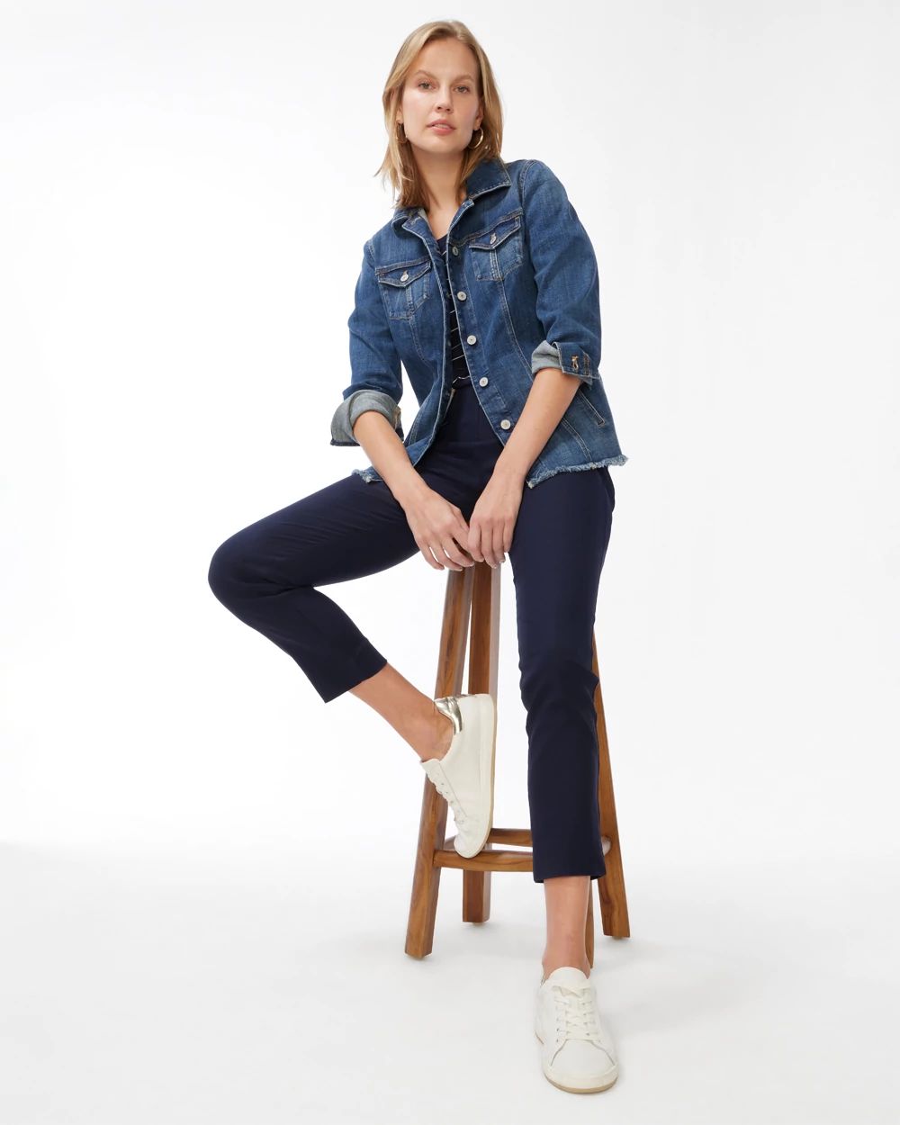 Indigo Frayed Hem Denim Jacket | Chico's